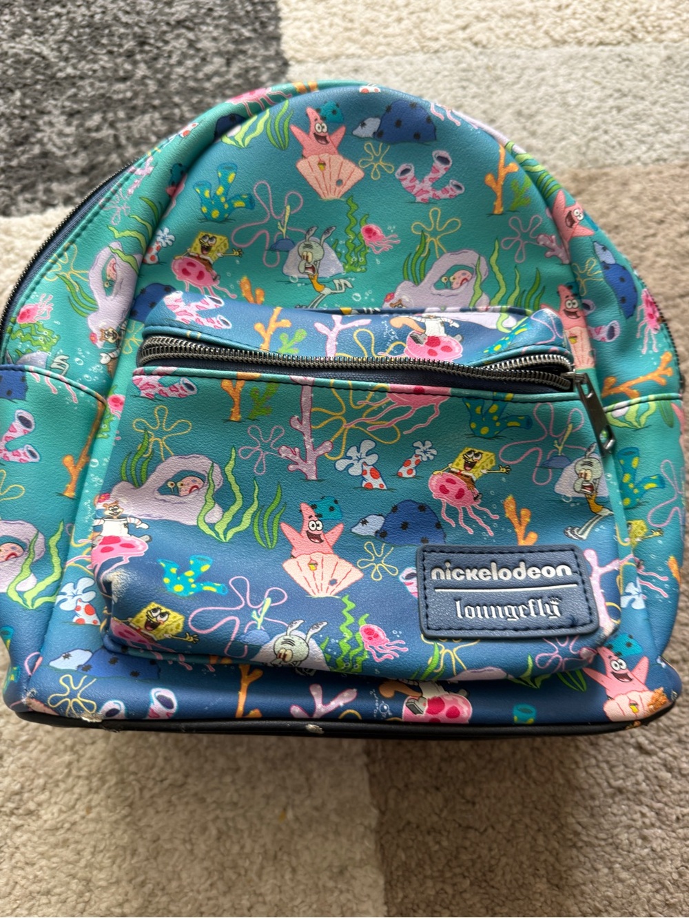 Loungefly Nickelodeon SpongeBob Underwater Mini Teal Patterned Backpack